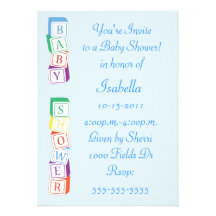 Baby Alphabet Block Boy Baby Shower Invitation