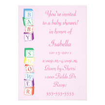 Baby Alphabet Block Girl Baby Shower Invitation