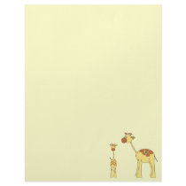 Baby and Adult Giraffe. Letterhead Template