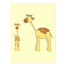 Baby and Adult Giraffe. Post Cards