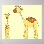 Baby and Adult Giraffe. Poster