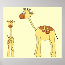 Baby and Adult Giraffe. Poster