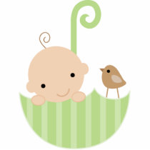 Baby and Bird in Umbrella Cake Topper