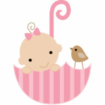 Baby and Bird in Umbrella Cake Topper