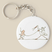 Baby and Stork keychains