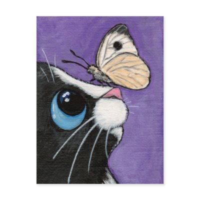 Baby and the Large White - Cat Postcard by LisaMarieArt