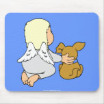 Baby angel and puppy mouse pad