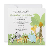 Baby Animal Jungle Birthday Invitation