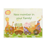 Baby Animals on Choo Choo Train: New Baby Postcard