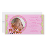 Baby Animals PHOTO Girl Birth Announcement Custom Photo Card