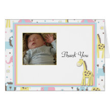 Baby Animals Yellow Giraffe Thank You Greeting Cards