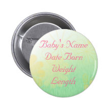 Baby Announcement Baby Deer Spring Background Pinback Button