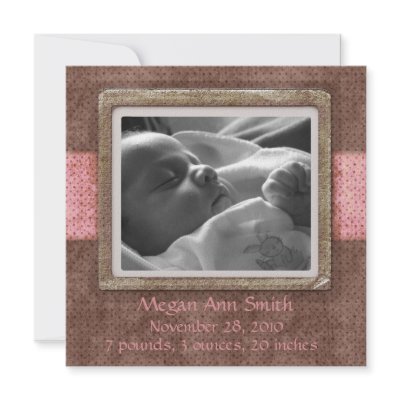 Baby Announcement Chocolate Pink by StarStock