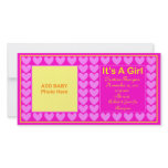 Baby Announcement Girl Photo Card Template