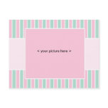 Baby Announcement Postcard - pink and green stripe