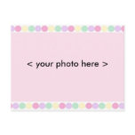 Baby Announcement Postcard - pink w/ colored dots