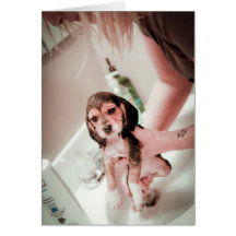 Baby Beagle Bathtime Greeting Card