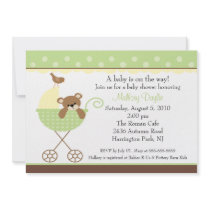 Baby  Bear Carriage Neutral Baby Shower Invitation