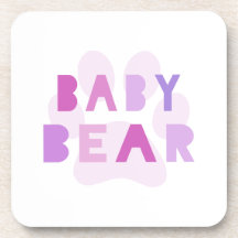 Baby bear - pink drink coaster