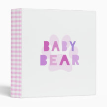 Baby bear - pink vinyl binder