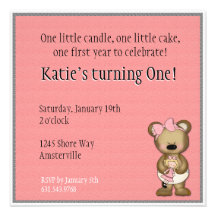 Baby Bear with Doll Invitation