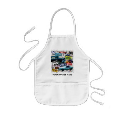 Baby Bib - Route 66 Classic Cars Apron by PopArtDiva