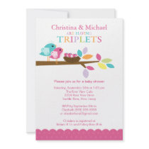 Baby Birds Nest Triplets Baby Shower Invitations