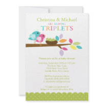 Baby Birds Nest Triplets Baby Shower Invitations