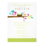 Baby Birds Nest Triplets Baby Shower Invitations