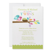 Baby Birds Nest Twins Baby Shower Invitations