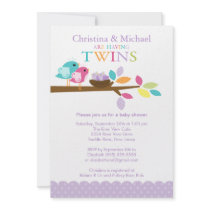 Baby Birds Nest Twins Baby Shower Invitations