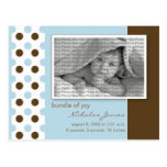 Baby Birth Announcement Baby Blue Polka Dots Post Cards