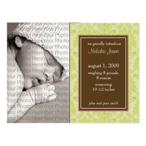 Baby Birth Announcement Baroque Vintage Seagrass Post Cards