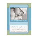 Baby Birth Announcement Blue Polka Dots