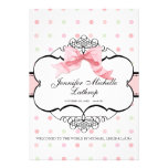 Baby Birth Announcement - French Bow Dot Swirl