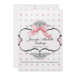 Baby Birth Announcement - French Bow Dot Swirl