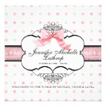 Baby Birth Announcement - French Bow Dot Swirl vs2