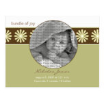 Baby Birth Announcement Seagrass Flowers Postcards