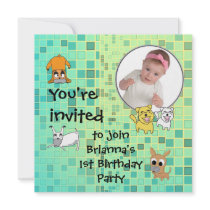 Baby Birthday Party Invitation Dog Cartoon