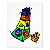 baby block toy graphic square animals personalized invitation
