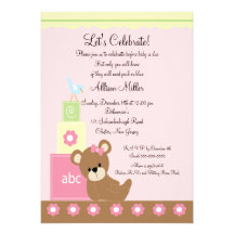 Baby Blocks Baby Girl Shower Custom Invites