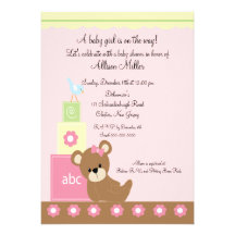 Baby Blocks Baby Girl Shower Personalized Invitation