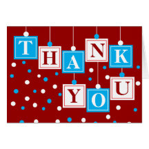 BABY Blocks Blue Red White Thank You Card