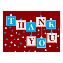 BABY Blocks Blue Red White Thank You Card