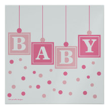 BABY Blocks Pretty in Pink Girl Baby Shower Personalized Invitation