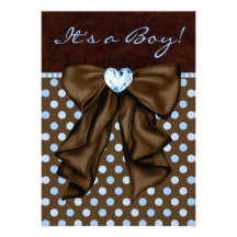 Baby Blue and Brown Baby Boy Shower Announcements
