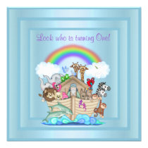 BABY BLUE ARK 1ST BIRTHDAY INVITATION invitations