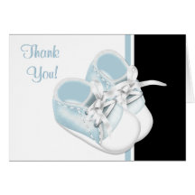 Baby Blue Baby Shoes Thank You Cards