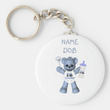 Baby Blue Bear and Blue Tractor Keychain
