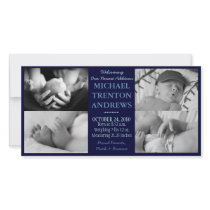 Baby Blue Birth Announcement Collage (boy) Photo Card